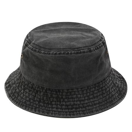 Washed Cotton Bucket Hat GR Black head 55-58cm 