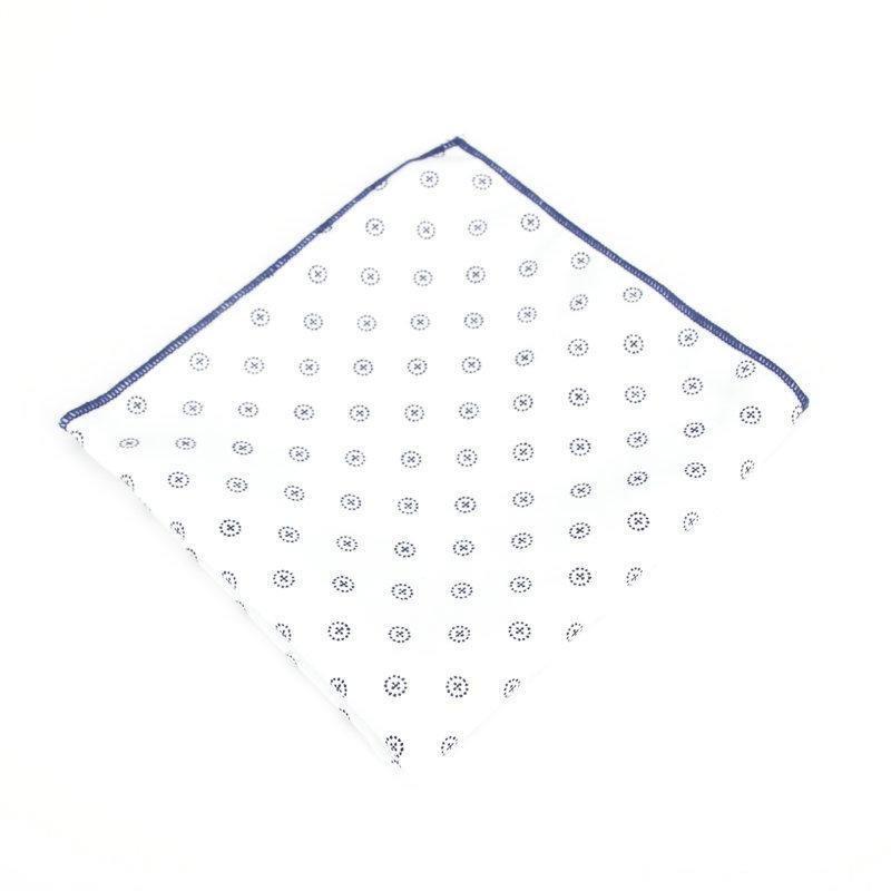 White Geometric Cotton Handkerchief GR Round 