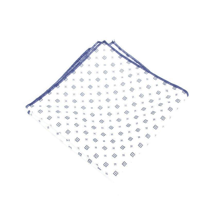 White Geometric Cotton Handkerchief GR Square 