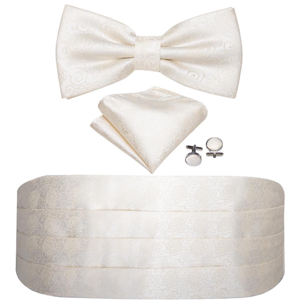 White Jacquard Silk Cummerbund Set | Gentleman Rules