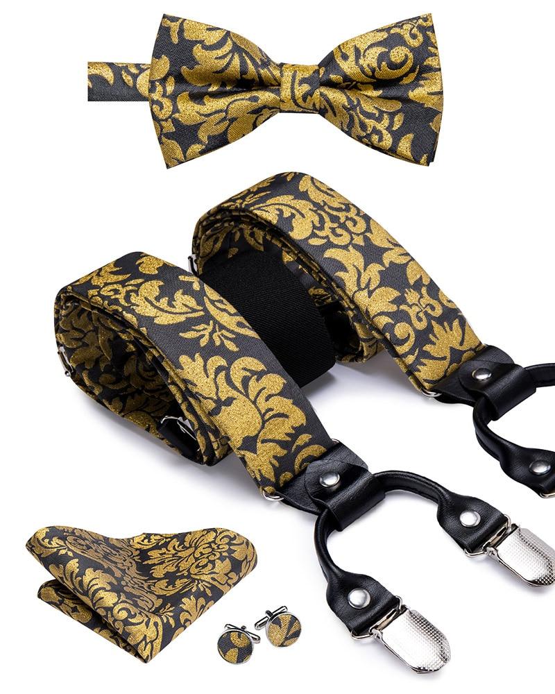 Williams Complete Suit Silk Accessory Set GR Floral Dark Gold 