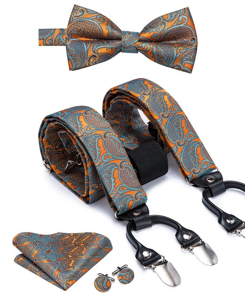 Williams Complete Suit Silk Accessory Set GR Paisley Orange 