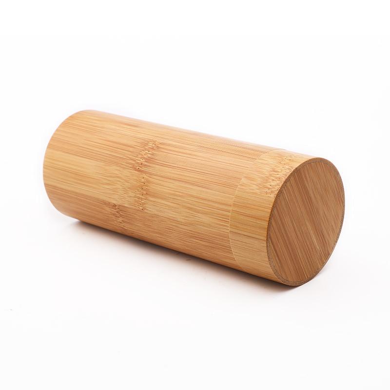 Wooden Round Bamboo Sunglass Case GR Beige 