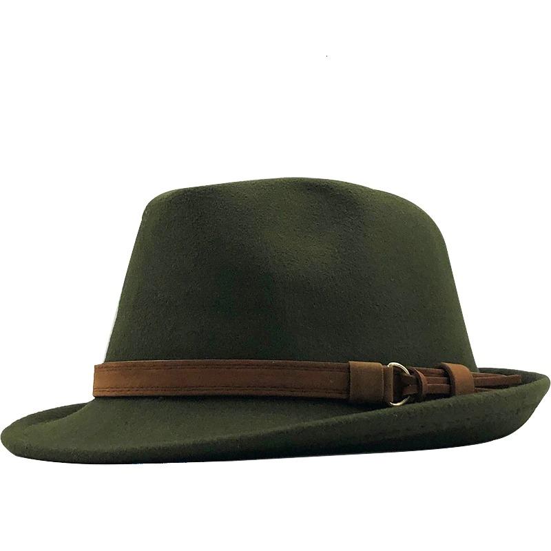Wool Felt Trilby Hat GR Army Green 55-58cm 