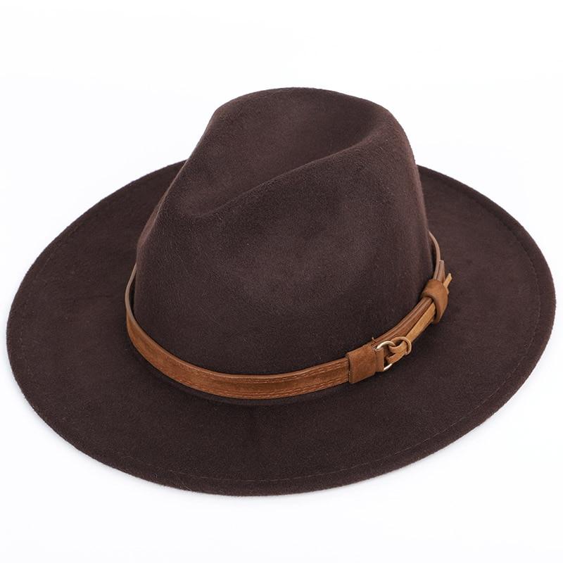 Woollen Fedora Hat With Leather Band GR Brown 56-58CM 