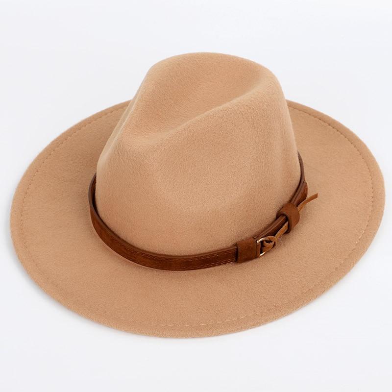 Woollen Fedora Hat With Leather Band GR Khaki 56-58CM 