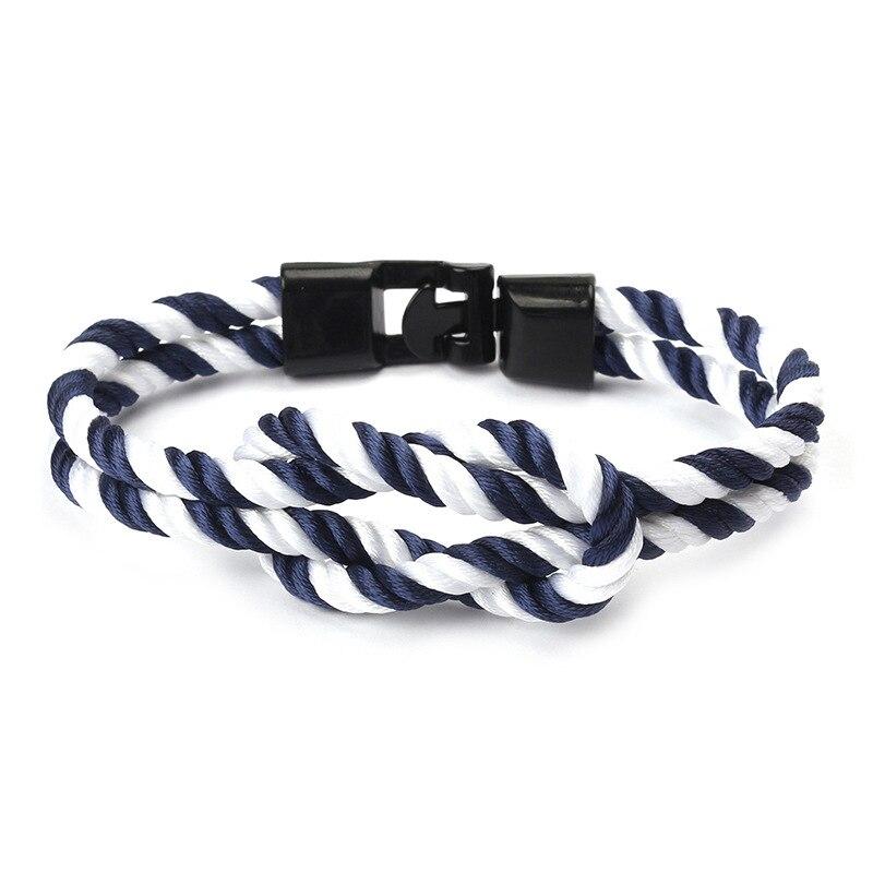 Yacht Knot Striped Rope Bracelet GR Blue 