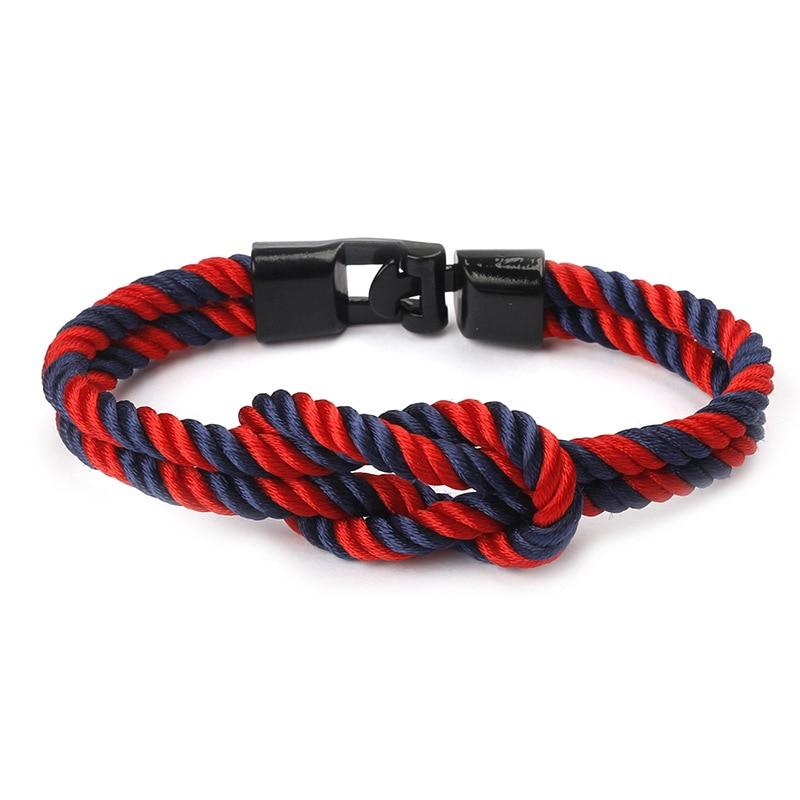 Yacht Knot Striped Rope Bracelet GR Red 