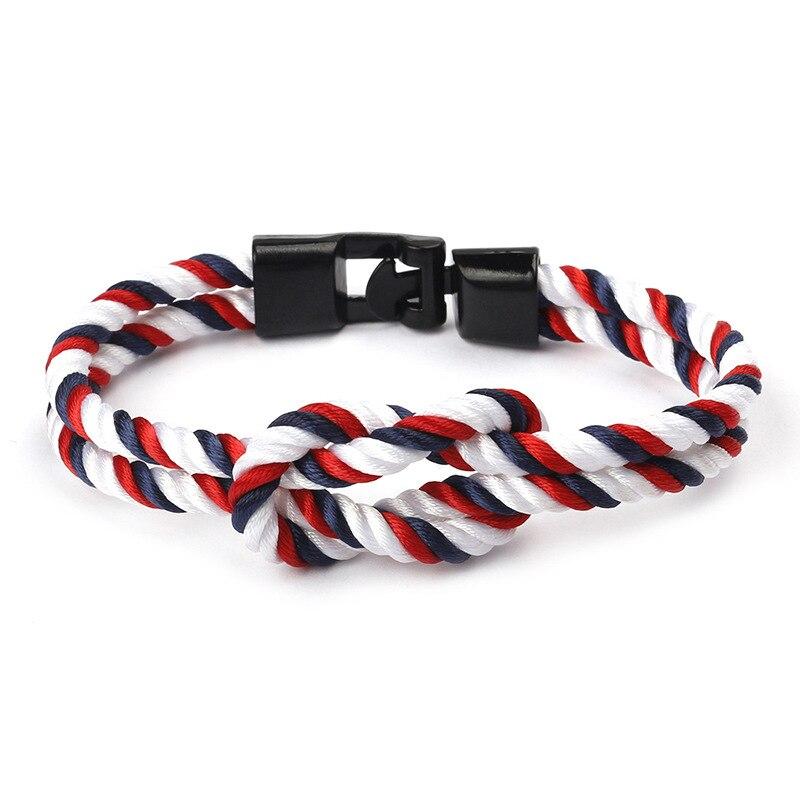 Yacht Knot Striped Rope Bracelet GR White 