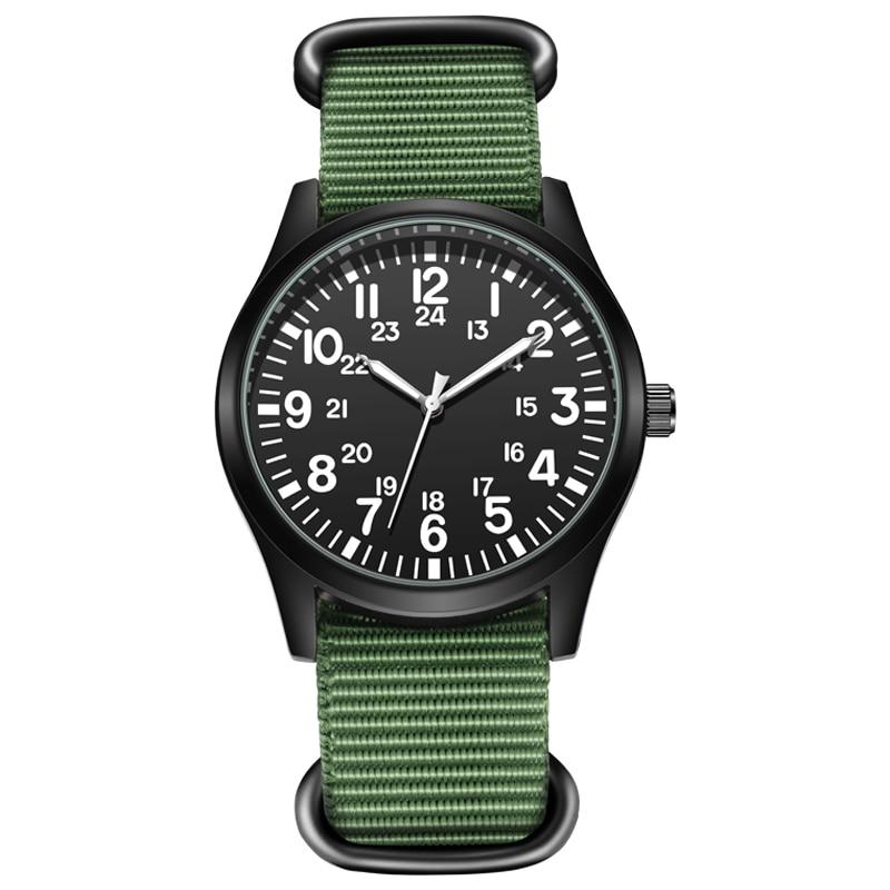 Yves Classic Pilot Watch With Nylon Strap GR Black & Green 