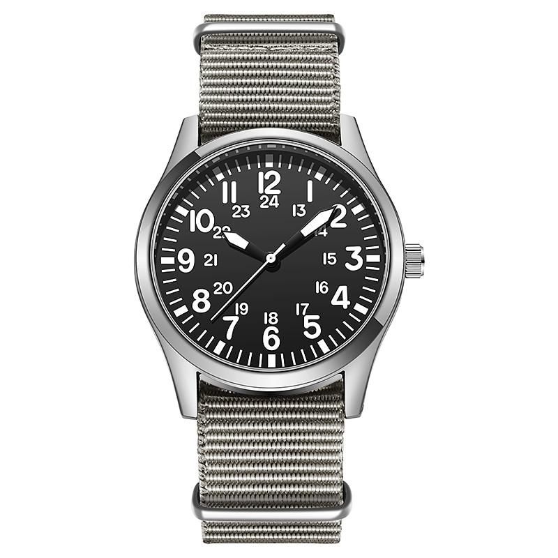 Yves Classic Pilot Watch With Nylon Strap GR Black & Grey 